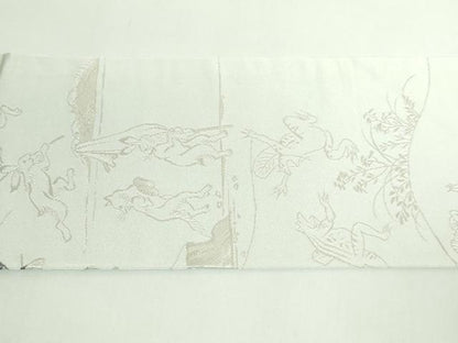 平和屋着物●極上　九寸名古屋帯　鳥獣戯画　銀糸　逸品　DZAB4570kh6