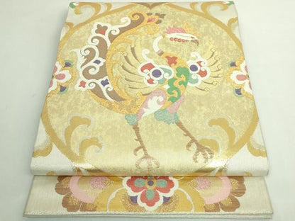 平和屋本店●極上　洛風林　工芸帯地　六通柄袋帯　鳳凰花菱文　金糸　逸品　DZAB4574kh6