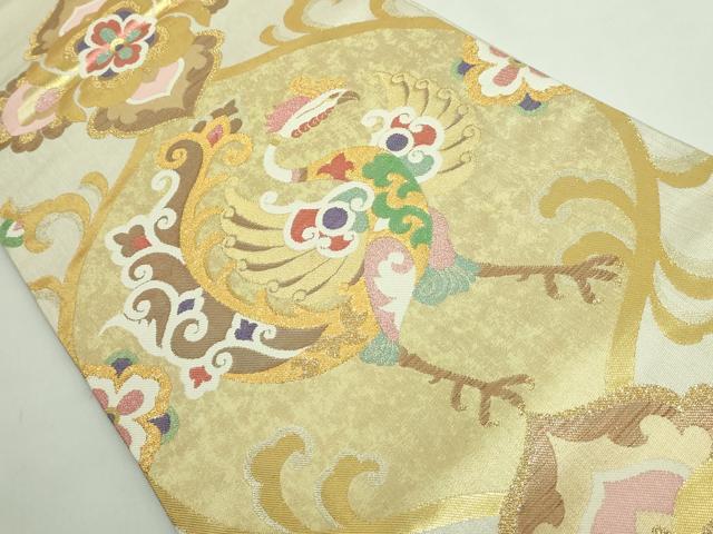 平和屋本店●極上　洛風林　工芸帯地　六通柄袋帯　鳳凰花菱文　金糸　逸品　DZAB4574kh6