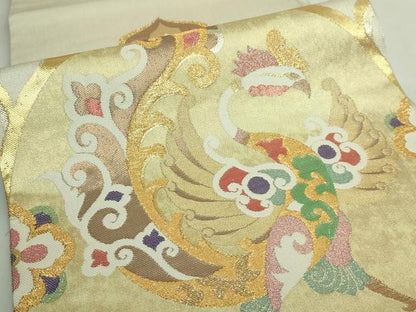平和屋本店●極上　洛風林　工芸帯地　六通柄袋帯　鳳凰花菱文　金糸　逸品　DZAB4574kh6