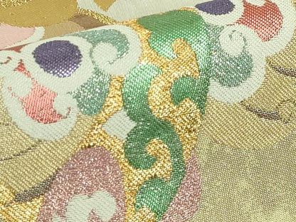 平和屋本店●極上　洛風林　工芸帯地　六通柄袋帯　鳳凰花菱文　金糸　逸品　DZAB4574kh6