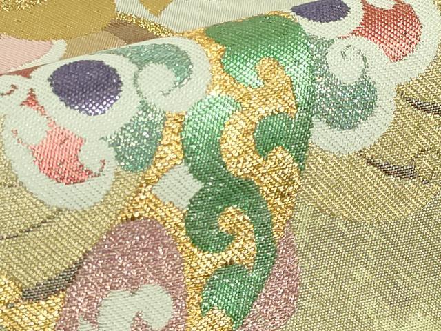 平和屋本店●極上　洛風林　工芸帯地　六通柄袋帯　鳳凰花菱文　金糸　逸品　DZAB4574kh6