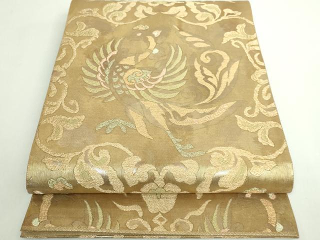 平和屋着物●極上　洛風林　工芸帯地　全通柄袋帯　鳳凰花文　金糸　逸品　DZAB4579kh6
