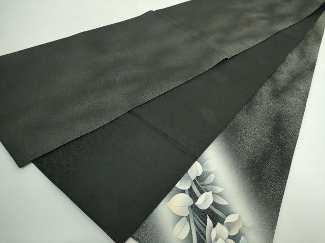 平和屋着物●極上　IKKI流 斉藤一騎　京都の名門ブランド　銀花仙　太鼓柄袋帯　枝花文　カラー　黒地　金彩　銀通し地　逸品　DZAB4580kh6