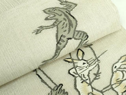 平和屋本店＊極上 夏物 太鼓柄袋帯 鳥獣戯画 金糸 ますいわ屋扱い 逸品 DZAB4600kh6