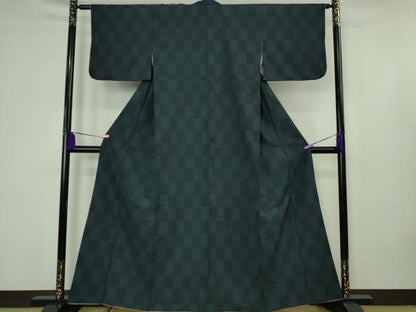 平和屋本店●極上　白鷹お召　110亀甲　市松文様　逸品　DZAB4602kh6