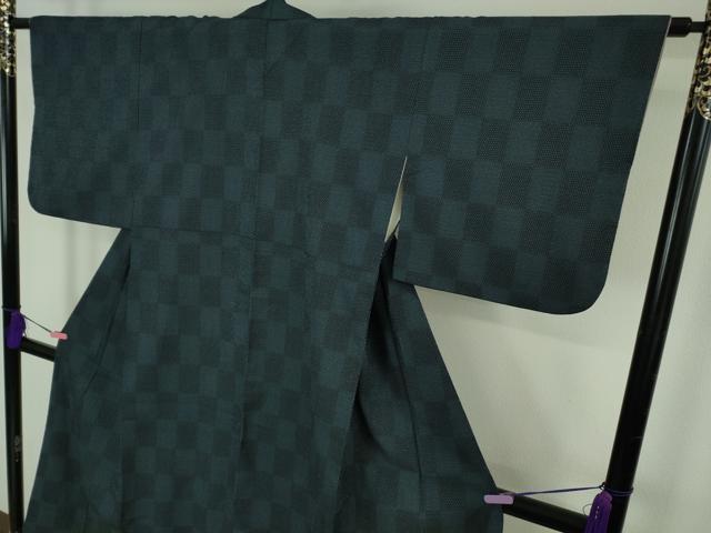 平和屋本店●極上　白鷹お召　110亀甲　市松文様　逸品　DZAB4602kh6