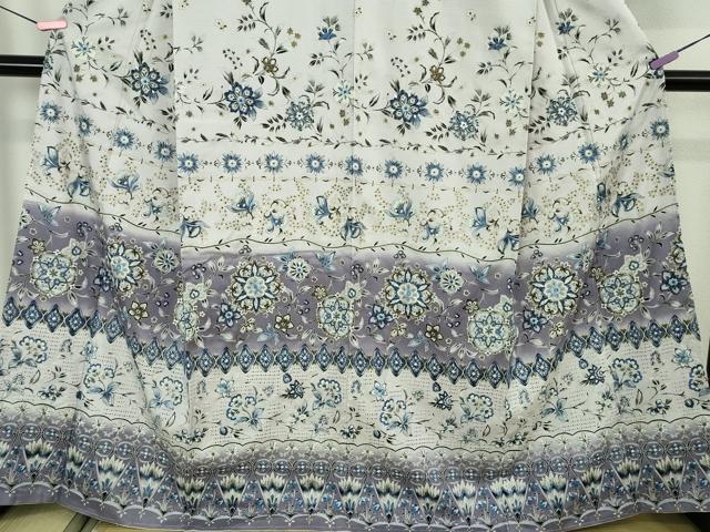 平和屋本店●極上　中国三大刺繍 スワトウ刺繍 本場縞大島紬 訪問着　花唐草　金彩　宮之原織物謹製　証紙付き　逸品　未使用　DZAB4606kh6