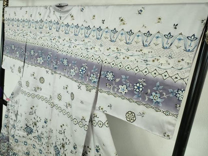 平和屋本店●極上　中国三大刺繍 スワトウ刺繍 本場縞大島紬 訪問着　花唐草　金彩　宮之原織物謹製　証紙付き　逸品　未使用　DZAB4606kh6