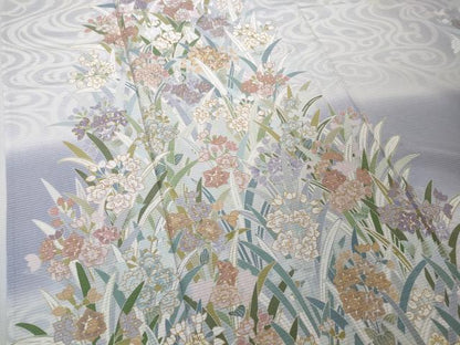 平和屋本店＊極上　夏物　訪問着　絽　駒刺繍　枝梅　草花文　藤紫色地　暈し染め　金彩　逸品　DZAB4614kh6