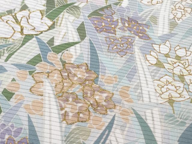 平和屋本店＊極上　夏物　訪問着　絽　駒刺繍　枝梅　草花文　藤紫色地　暈し染め　金彩　逸品　DZAB4614kh6