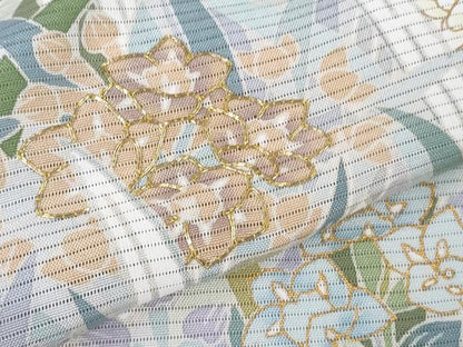 平和屋本店＊極上　夏物　訪問着　絽　駒刺繍　枝梅　草花文　藤紫色地　暈し染め　金彩　逸品　DZAB4614kh6