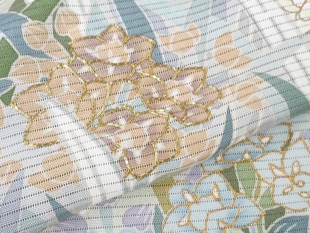 平和屋本店＊極上　夏物　訪問着　絽　駒刺繍　枝梅　草花文　藤紫色地　暈し染め　金彩　逸品　DZAB4614kh6