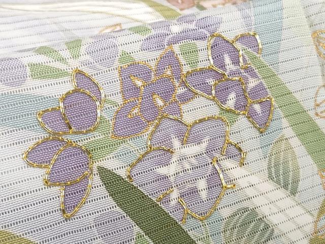 平和屋本店＊極上　夏物　訪問着　絽　駒刺繍　枝梅　草花文　藤紫色地　暈し染め　金彩　逸品　DZAB4614kh6