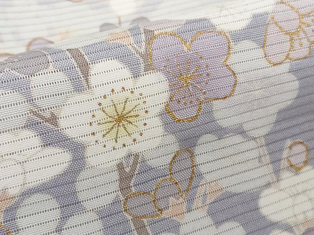 平和屋本店＊極上　夏物　訪問着　絽　駒刺繍　枝梅　草花文　藤紫色地　暈し染め　金彩　逸品　DZAB4614kh6