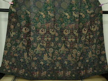 平和屋本店●極上　中国三大刺繍　総スワトウ刺繍　汕頭刺繍　訪問着　人物鳥獣更紗花文　金糸　逸品　DZAB4618kh6