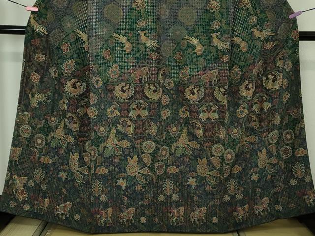 平和屋本店●極上　中国三大刺繍　総スワトウ刺繍　汕頭刺繍　訪問着　人物鳥獣更紗花文　金糸　逸品　DZAB4618kh6