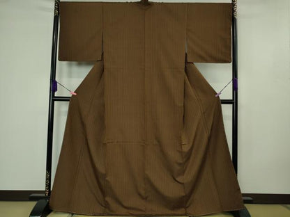 平和屋本店●極上　本場黄八丈　黒八丈　紬　格子　逸品　DZAB4625kh6