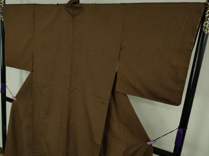 平和屋本店●極上　本場黄八丈　黒八丈　紬　格子　逸品　DZAB4625kh6