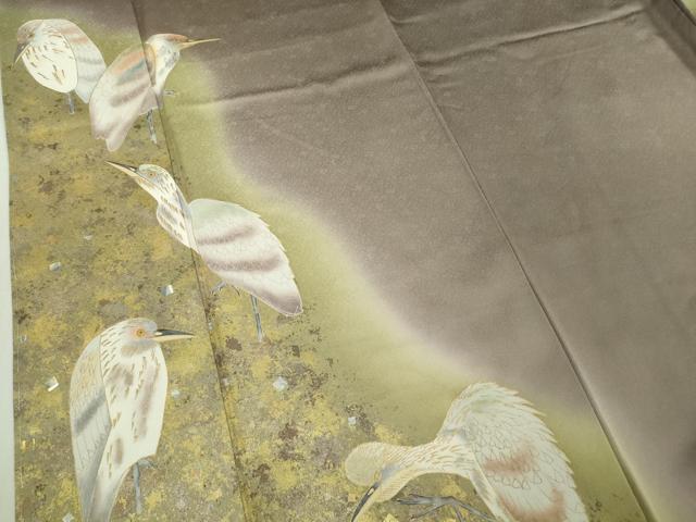平和屋着物●極上　金彩友禅作家 金彩の魔術師 堀省平 訪問着 白鷺 浅紫色地 暈し染め 金銀彩　ますいわ屋扱い　逸品　未使用　DZAB4630kh6