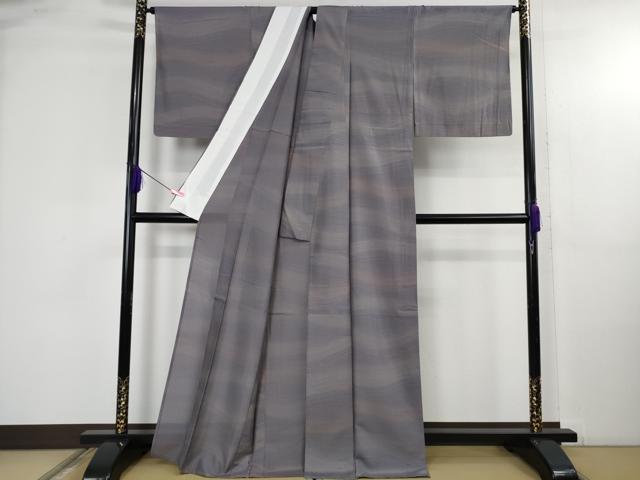 平和屋本店＊極上 夏物 石川県指定無形文化財 夏牛首紬 白山工房 手織り よろけ縞 証紙付き 逸品 DZAB4633kh6