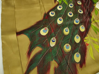 平和屋本店∞極上　アンティーク　大正ロマン　羽織　手刺繍　孔雀花文　金糸　逸品　DZAB4637kh6