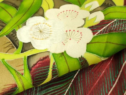 平和屋本店∞極上　アンティーク　大正ロマン　羽織　手刺繍　孔雀花文　金糸　逸品　DZAB4637kh6