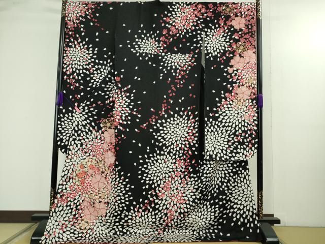 平和屋着物●極上　振袖　花尽くし　金彩　銀通し地　逸品　DZAB4641kh6