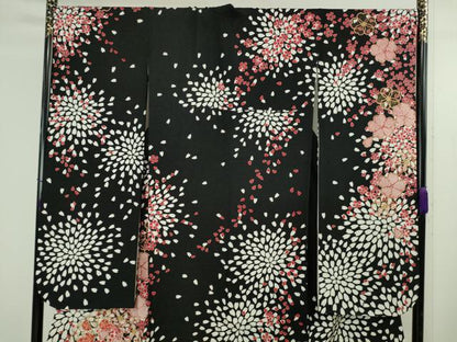 平和屋着物●極上　振袖　花尽くし　金彩　銀通し地　逸品　DZAB4641kh6