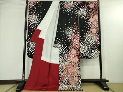 平和屋着物●極上　振袖　花尽くし　金彩　銀通し地　逸品　DZAB4641kh6