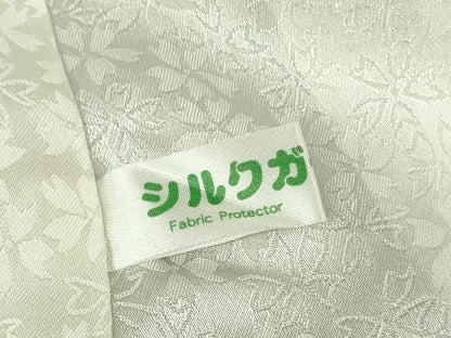 平和屋着物●極上　振袖　刺繍　舞花文　黒地　銀通し地　逸品　DZAB4643kh6