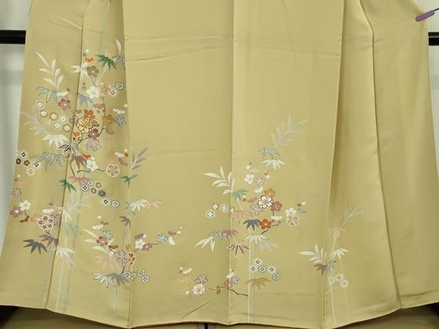平和屋本店●極上　創業460年・千總　訪問着　駒刺繍　笹花文　蒸栗色地　金彩　逸品　DZAB4644kh6