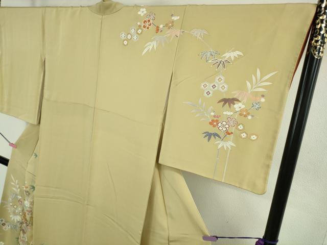 平和屋本店●極上　創業460年・千總　訪問着　駒刺繍　笹花文　蒸栗色地　金彩　逸品　DZAB4644kh6