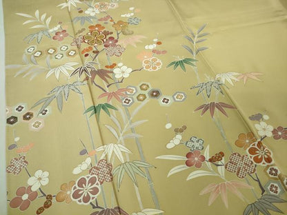 平和屋本店●極上　創業460年・千總　訪問着　駒刺繍　笹花文　蒸栗色地　金彩　逸品　DZAB4644kh6