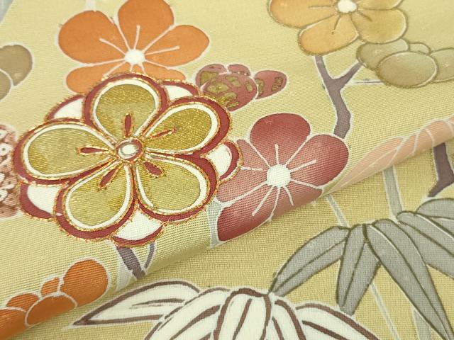 平和屋本店●極上　創業460年・千總　訪問着　駒刺繍　笹花文　蒸栗色地　金彩　逸品　DZAB4644kh6