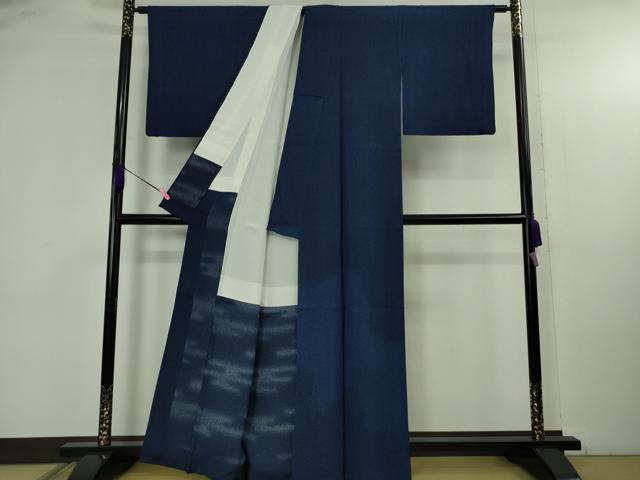 平和屋着物●極上　藍造り国選定無形文化財　藍師・佐藤昭人　大澤石雄　訪問着　霞文　反端付き　逸品　DZAB4648kh6
