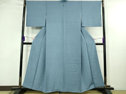 平和屋着物●極上　色無地　枝垂れ花地紋　薄群青色　逸品　DZAB4649kh6
