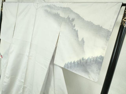 平和屋本店●極上　石川県指定無形文化財　牛首紬　白山工房　手織り　訪問着　作家物　樹林風景　証紙付い　逸品　未使用　DZAB4656kh6