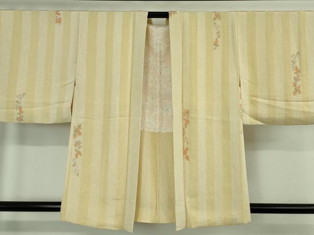 平和屋着物∞極上　羽織　お召地　草花間道　羽織紐付き　逸品　DZAB4659kh6