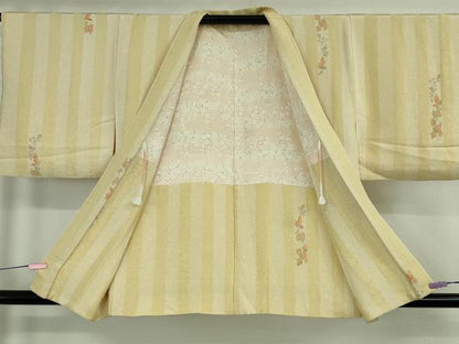 平和屋着物∞極上　羽織　お召地　草花間道　羽織紐付き　逸品　DZAB4659kh6