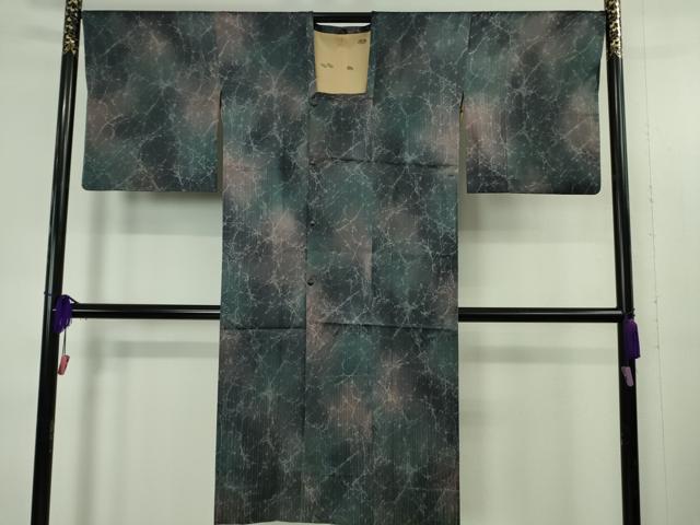 平和屋着物∞極上　道行コート　雨コート　ロング丈　単衣　暈し染め　逸品　DZAB4660kh6
