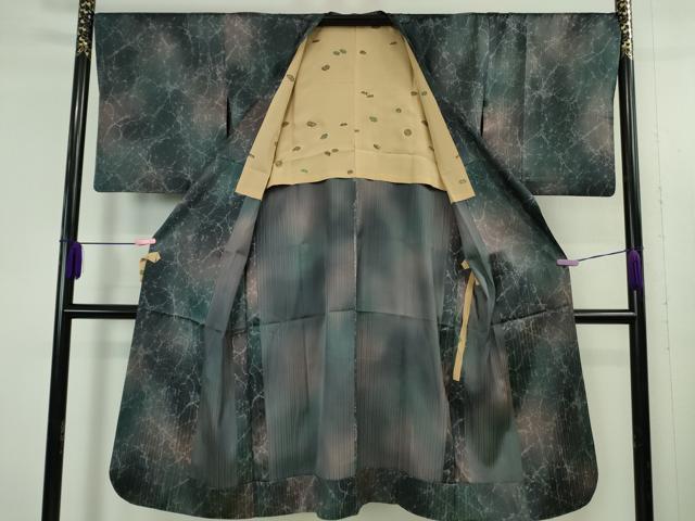 平和屋着物∞極上　道行コート　雨コート　ロング丈　単衣　暈し染め　逸品　DZAB4660kh6