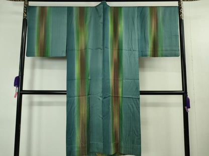 平和屋着物∞極上　道行コート　雨コート　ロング丈　単衣　間道　暈し染め　逸品　DZAB4661kh6