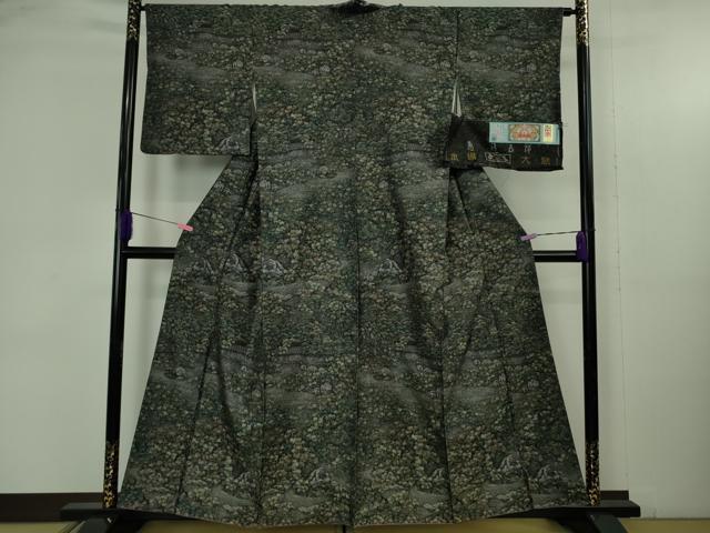 平和屋本店●極上　白泥染の第一人者・絣の魔術師 恵積五郎 本場大島紬 恵大島織物謹製 総絣 ますいわ屋扱い　証紙付き　逸品　DZAB4665kh6