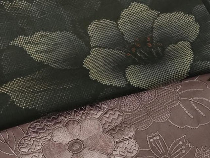 平和屋本店●極上 名門藤娘きぬたや 藤娘大島しぼり 本場大島紬 訪問着 スワトウ・相良刺繍 黒地 恵大島織物謹製 証紙付き 逸品DZAB4666kh6