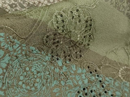 平和屋着物●極上　中国三大刺繍　スワトウ刺繍　汕頭刺繍　訪問着　草花文　灰汁色地　逸品　DZAB4667kh6