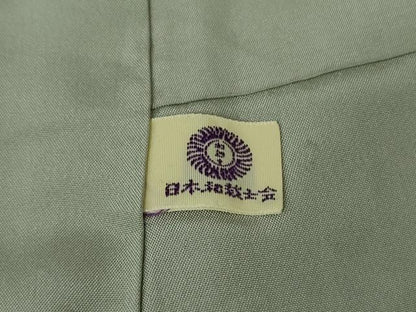 平和屋着物●極上　中国三大刺繍　スワトウ刺繍　汕頭刺繍　訪問着　草花文　灰汁色地　逸品　DZAB4667kh6