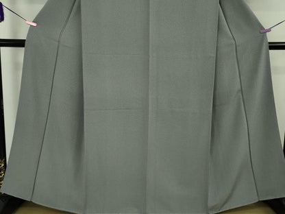 平和屋着物●極上　伝統工芸師　服部光擴監修　江戸小紋　大名定め柄　菊菱　灰青色×白　反端付き　逸品　未使用　DZAB4668kh6