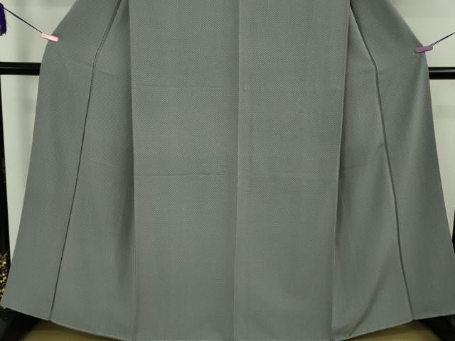 平和屋着物●極上　伝統工芸師　服部光擴監修　江戸小紋　大名定め柄　菊菱　灰青色×白　反端付き　逸品　未使用　DZAB4668kh6