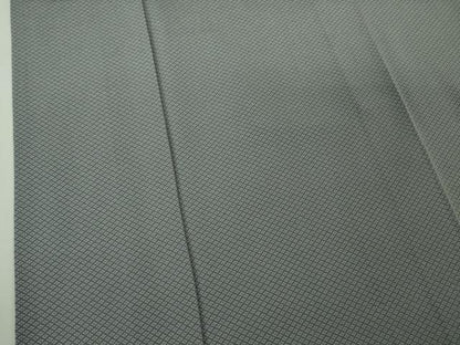 平和屋着物●極上　伝統工芸師　服部光擴監修　江戸小紋　大名定め柄　菊菱　灰青色×白　反端付き　逸品　未使用　DZAB4668kh6